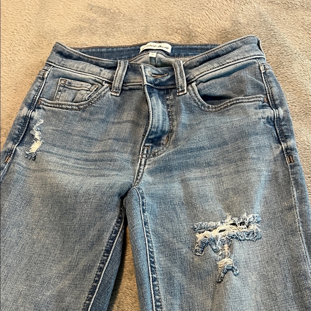 Casual Blue Distressed Boyfriend Jeans